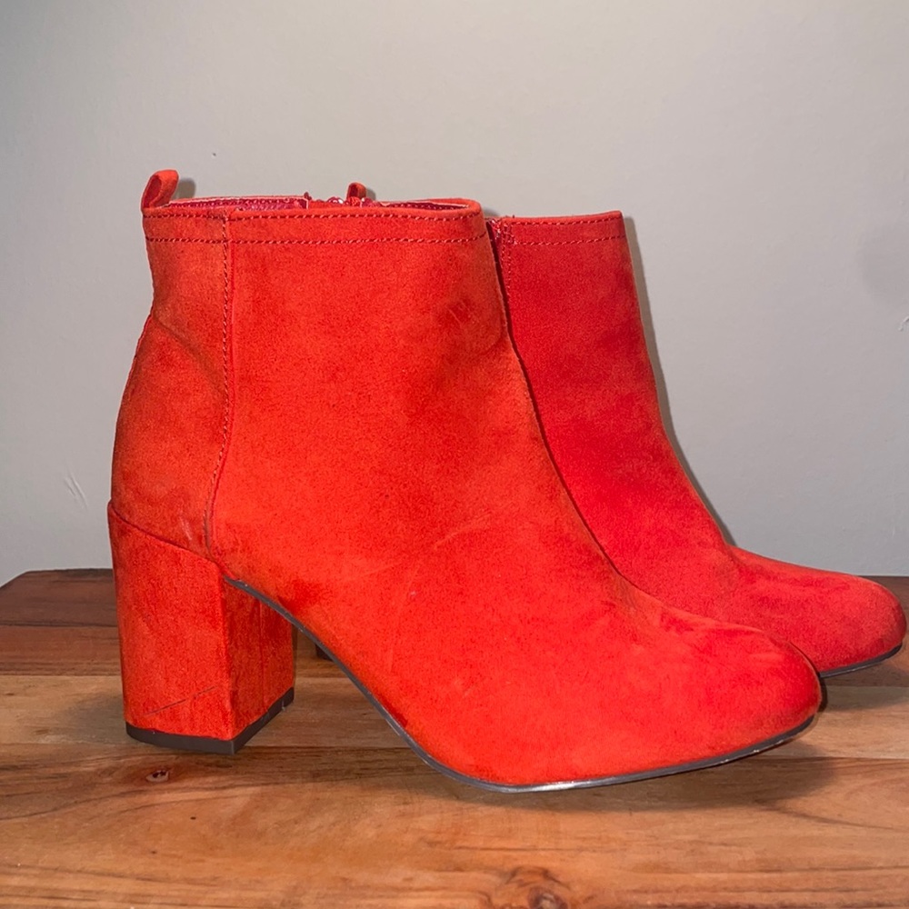 Bright Orange Bootie Heels